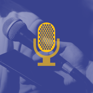 sfondo viola con icona gialla di un microfono academy