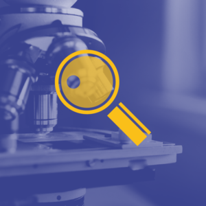 academy sfondo viola con icona gialla di una lente di ingrandimento