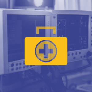 sfondo viola con icona gialla della cassetta di primo soccorso academy