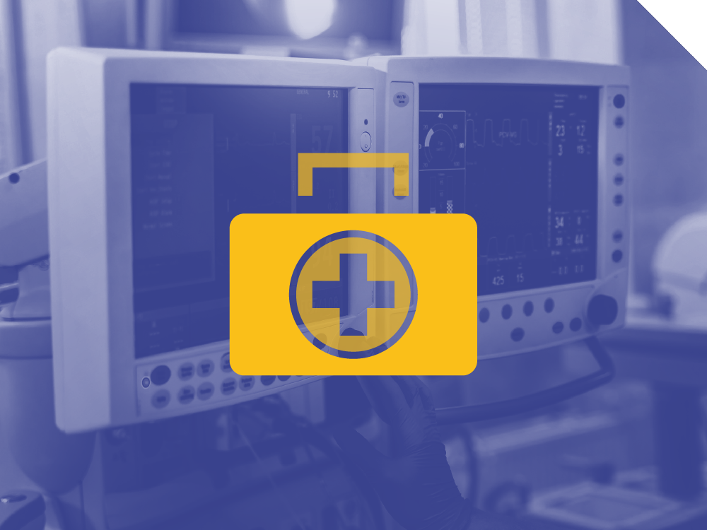 sfondo viola con icona gialla della cassetta di primo soccorso academy