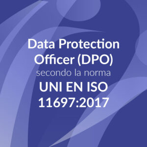 sfondo viola con scritta: Corso per l'ottenimento della qualifica di Data Protection Officer (DPO) secondo la norma UNI EN ISO 11697:2017